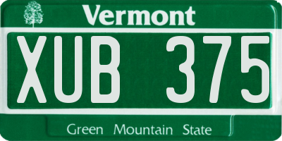 VT license plate XUB375