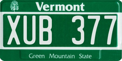 VT license plate XUB377