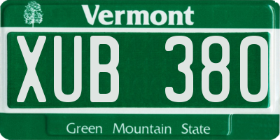 VT license plate XUB380