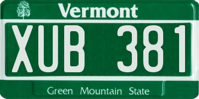 VT license plate XUB381