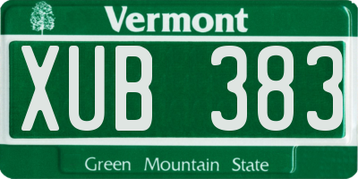 VT license plate XUB383