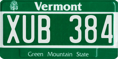 VT license plate XUB384