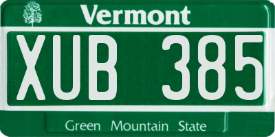 VT license plate XUB385