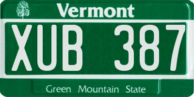 VT license plate XUB387