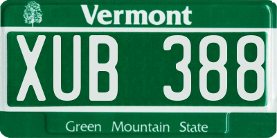 VT license plate XUB388