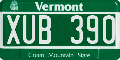 VT license plate XUB390