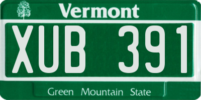 VT license plate XUB391