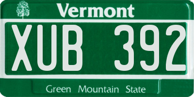 VT license plate XUB392