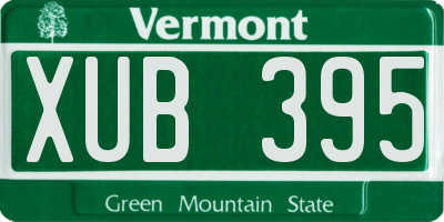 VT license plate XUB395