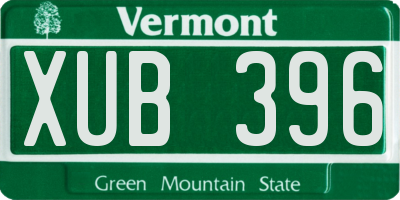 VT license plate XUB396