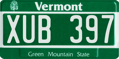 VT license plate XUB397