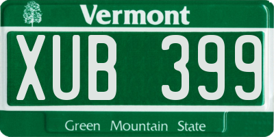 VT license plate XUB399