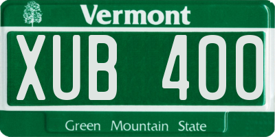 VT license plate XUB400