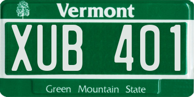 VT license plate XUB401
