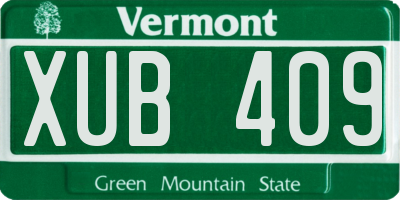 VT license plate XUB409