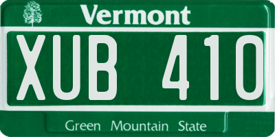 VT license plate XUB410