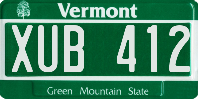 VT license plate XUB412