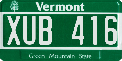 VT license plate XUB416