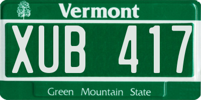 VT license plate XUB417