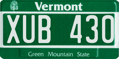 VT license plate XUB430