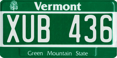 VT license plate XUB436