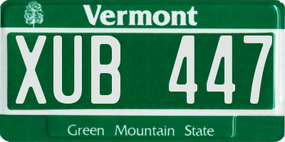 VT license plate XUB447