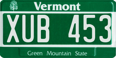 VT license plate XUB453