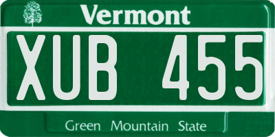 VT license plate XUB455