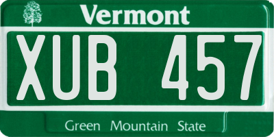 VT license plate XUB457