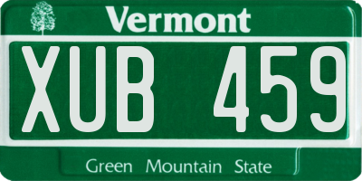 VT license plate XUB459