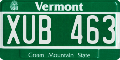 VT license plate XUB463
