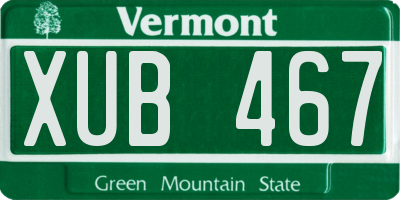 VT license plate XUB467