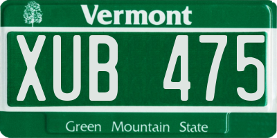 VT license plate XUB475