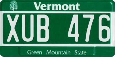 VT license plate XUB476