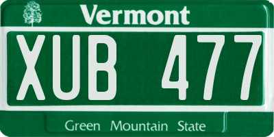 VT license plate XUB477