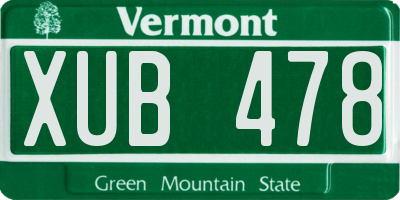 VT license plate XUB478