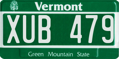 VT license plate XUB479