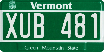 VT license plate XUB481