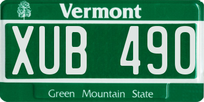 VT license plate XUB490