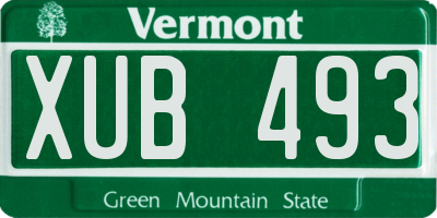 VT license plate XUB493
