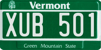 VT license plate XUB501