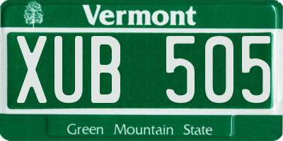 VT license plate XUB505