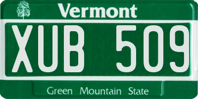 VT license plate XUB509