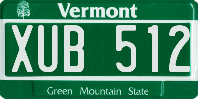 VT license plate XUB512