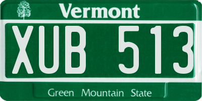 VT license plate XUB513