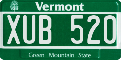 VT license plate XUB520