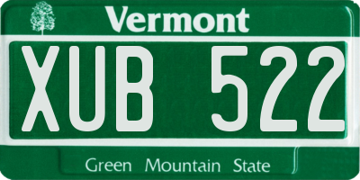 VT license plate XUB522