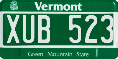 VT license plate XUB523