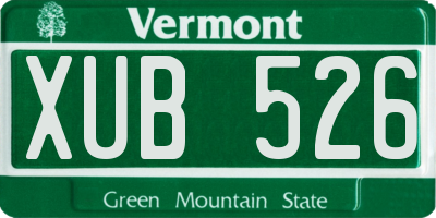 VT license plate XUB526
