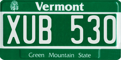 VT license plate XUB530